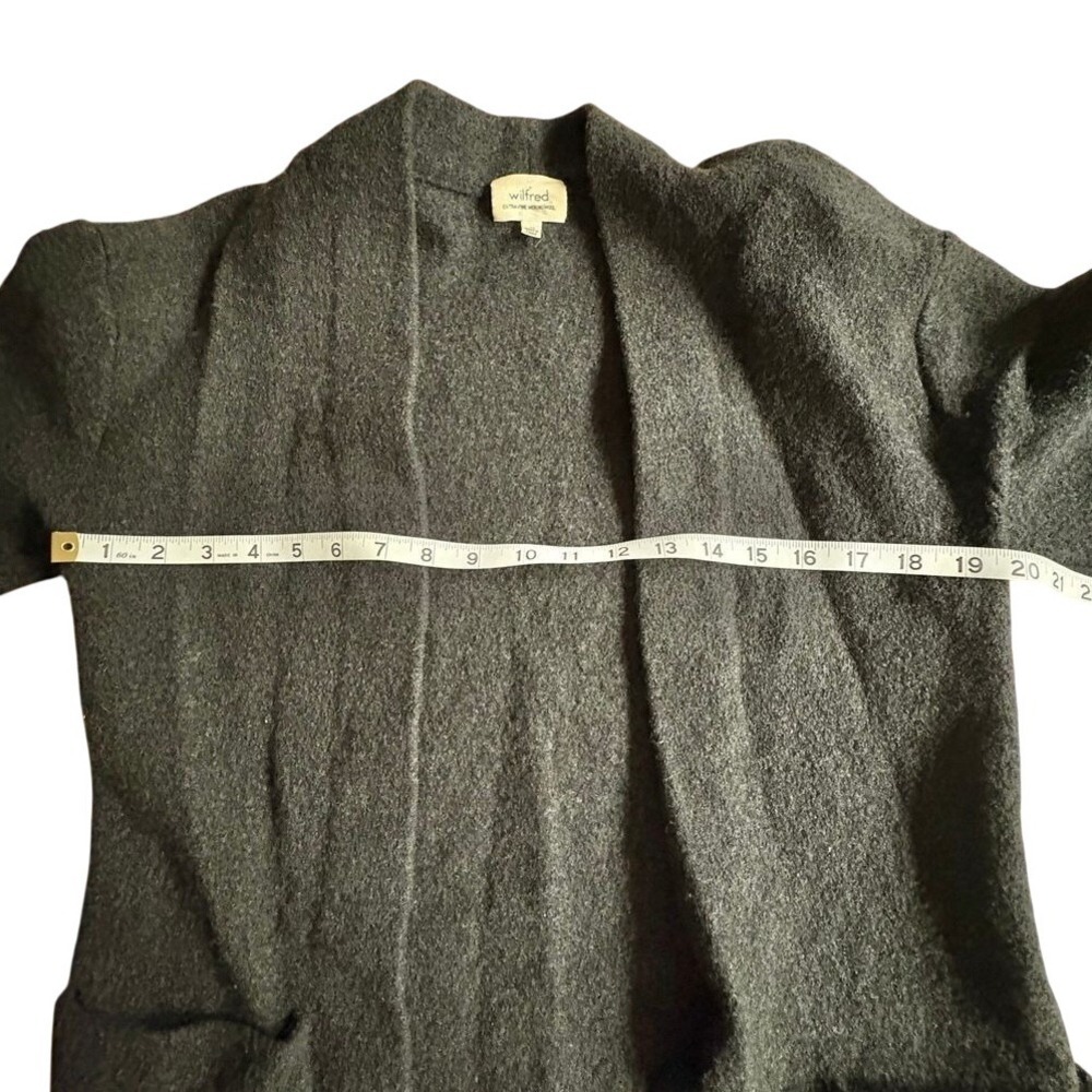 ARITZIA WILFRED Extra Fine Merino Wool Charcoal Gray Cardigan w/Pockets XS-M EUC - Picture 6 of 14